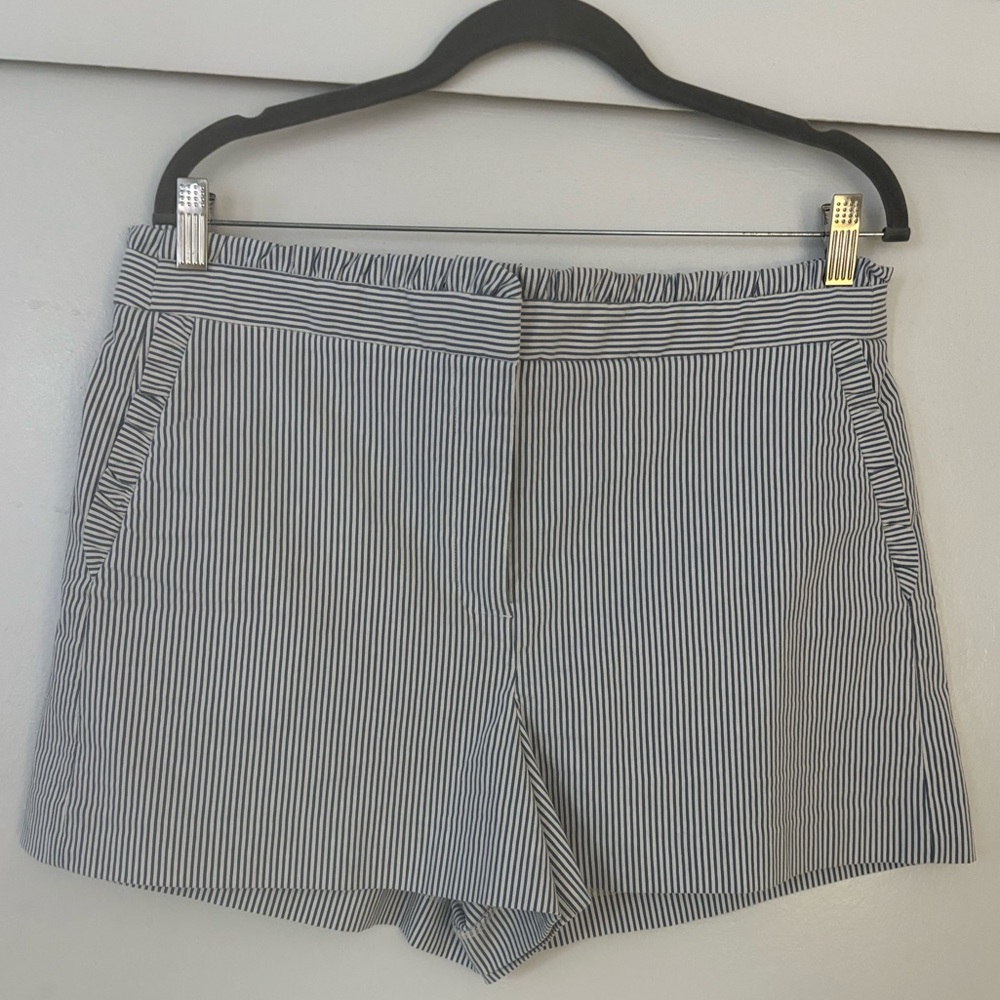 JCrew Pinstripe Ruffle Short